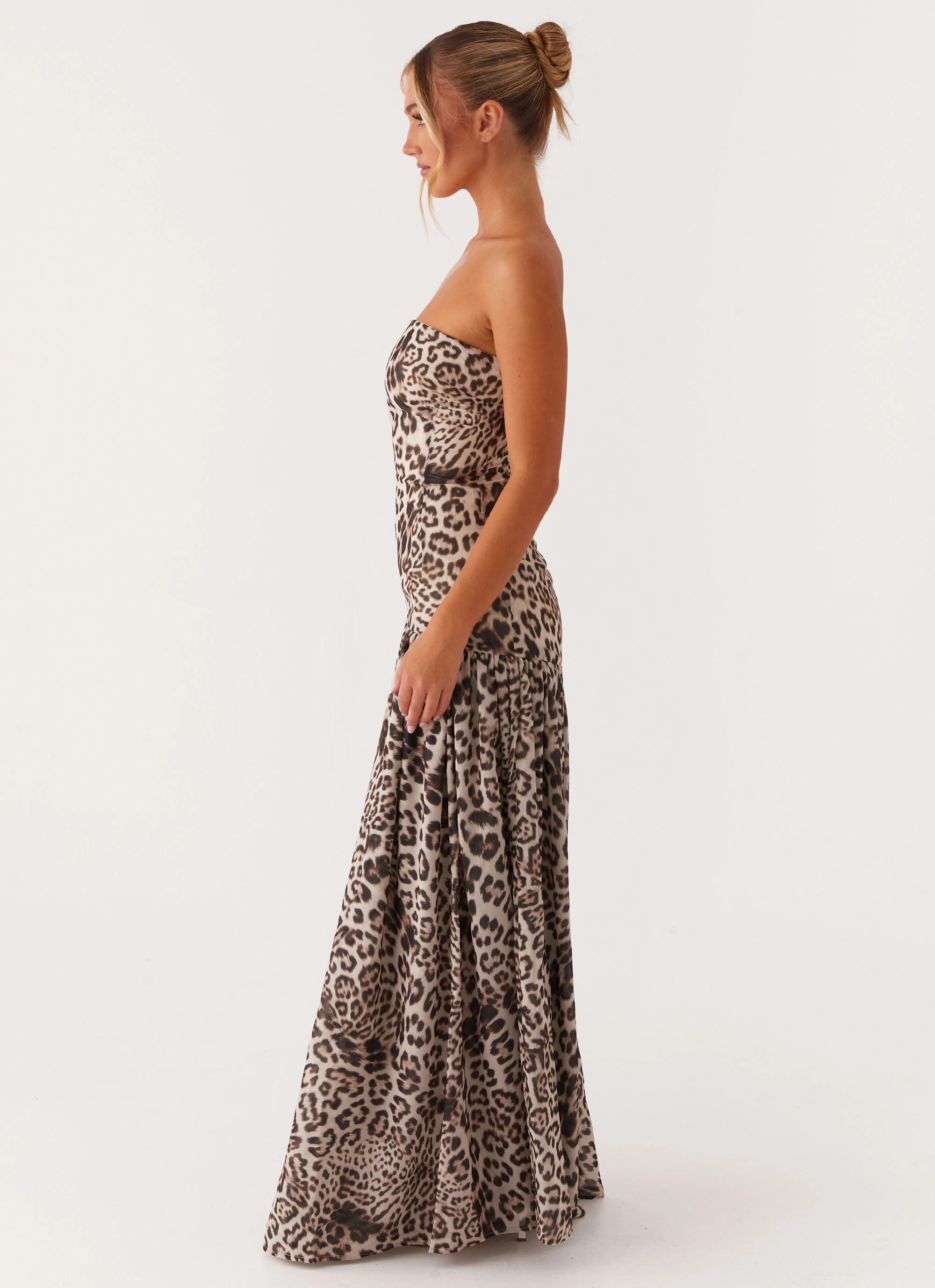 Knit Warm Smart Layers Eden Strapless Maxi Dress - Leopard