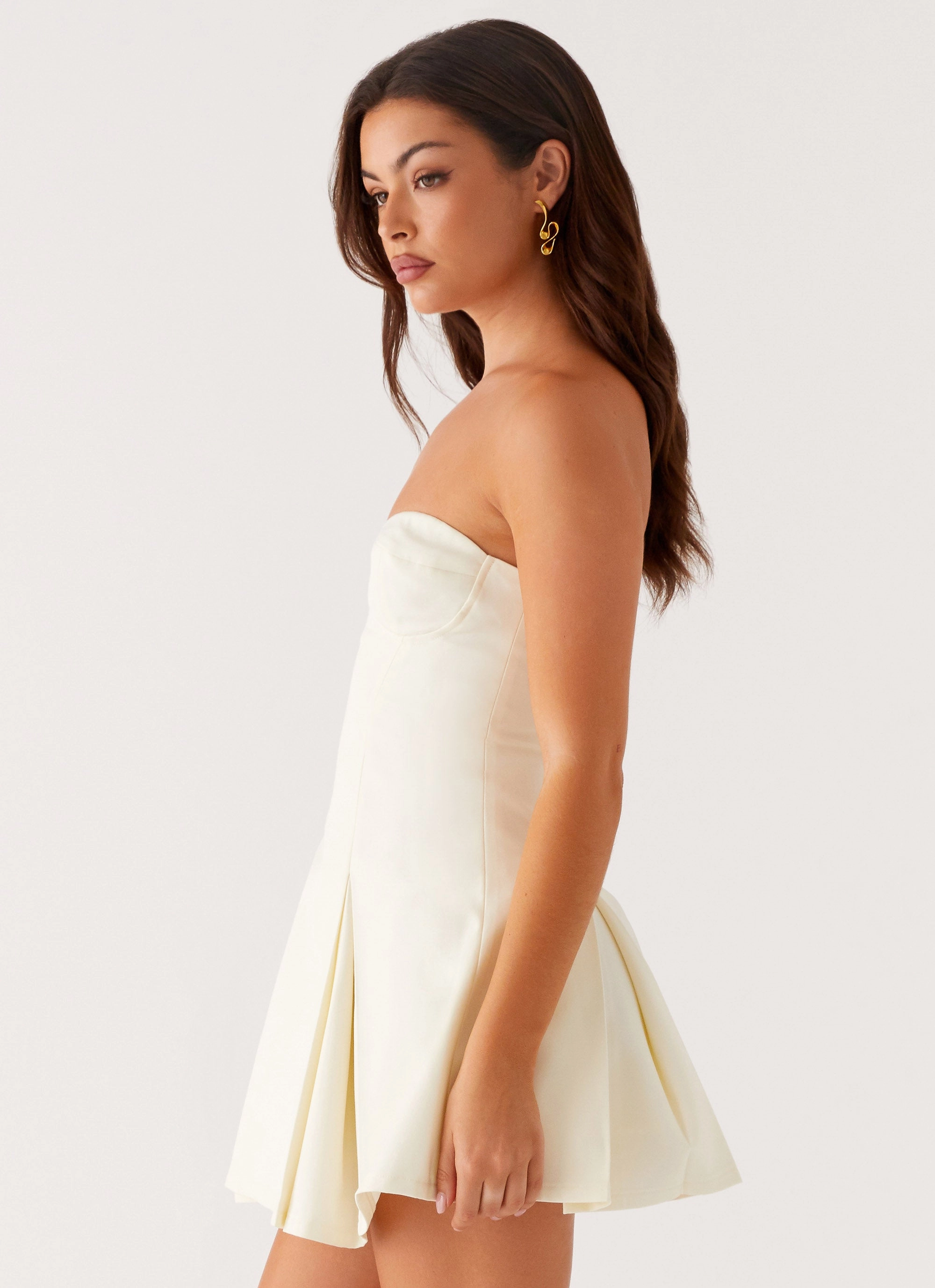 Matte Look Classy Look Victoria Strapless Mini Dress - Butter