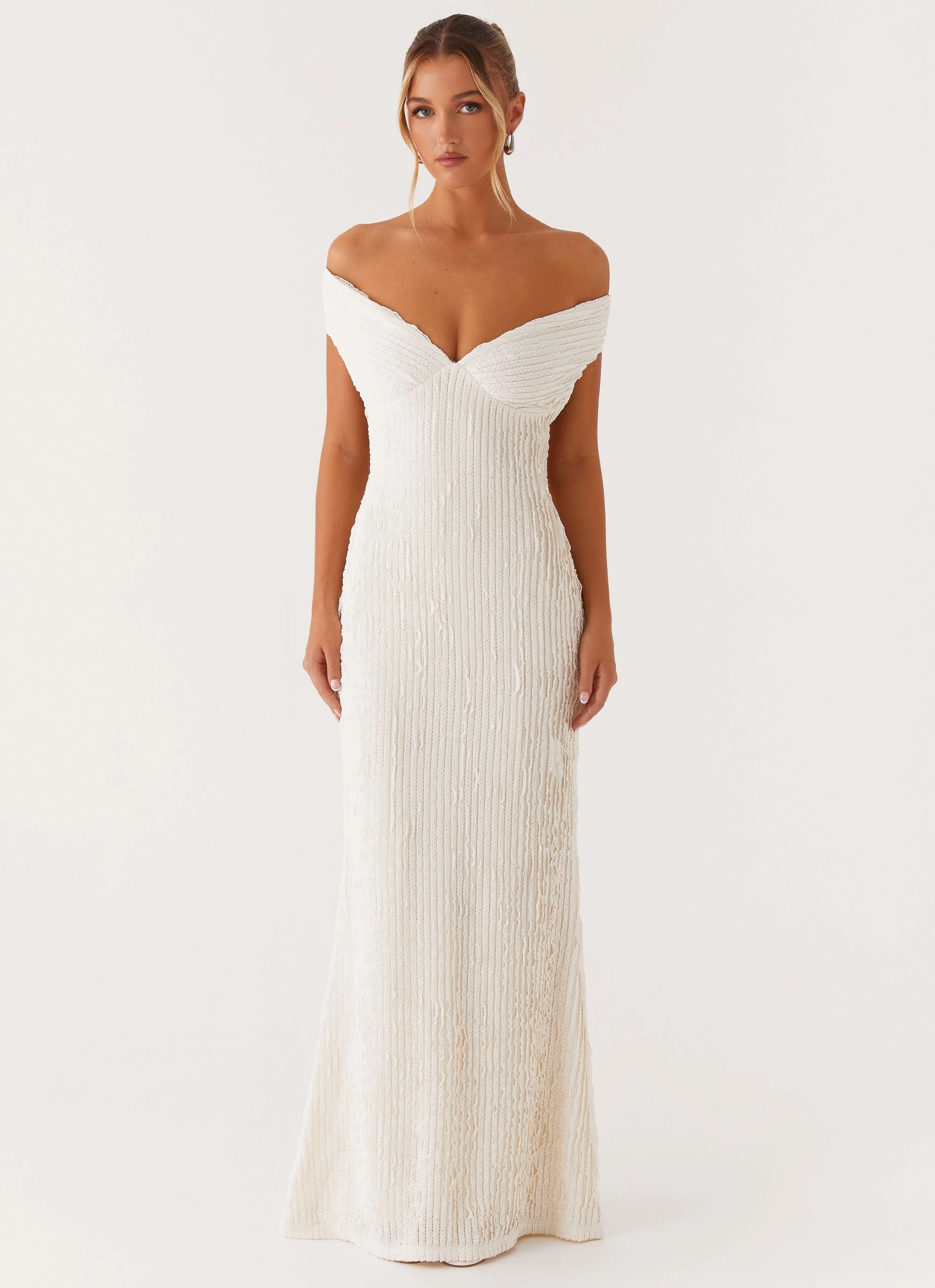 Regular-fit Drape Wave Chantelle Maxi Dress - Ivory