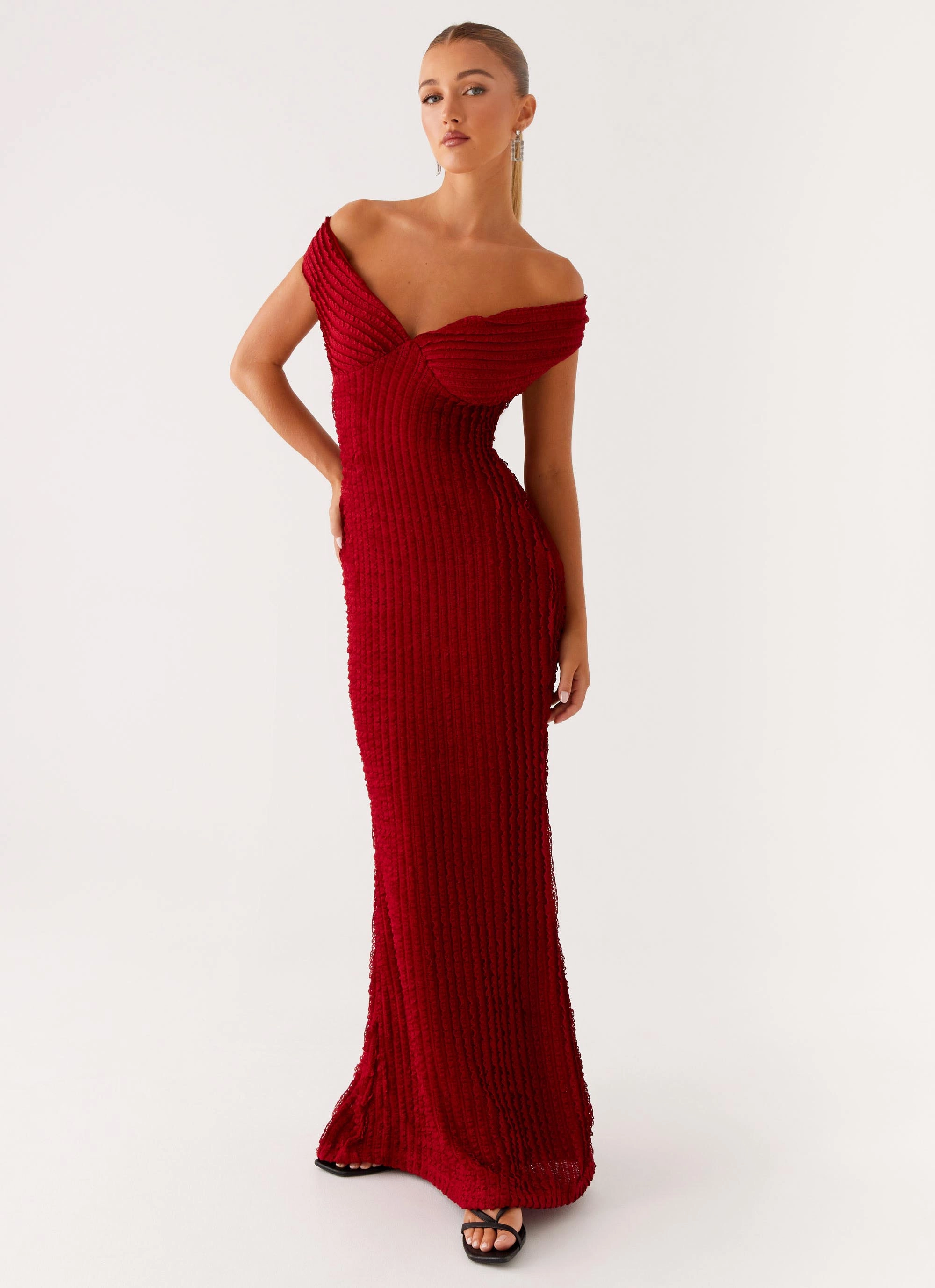 Chantelle Maxi Dress - Red Soft And Comfortable Removable-Straps