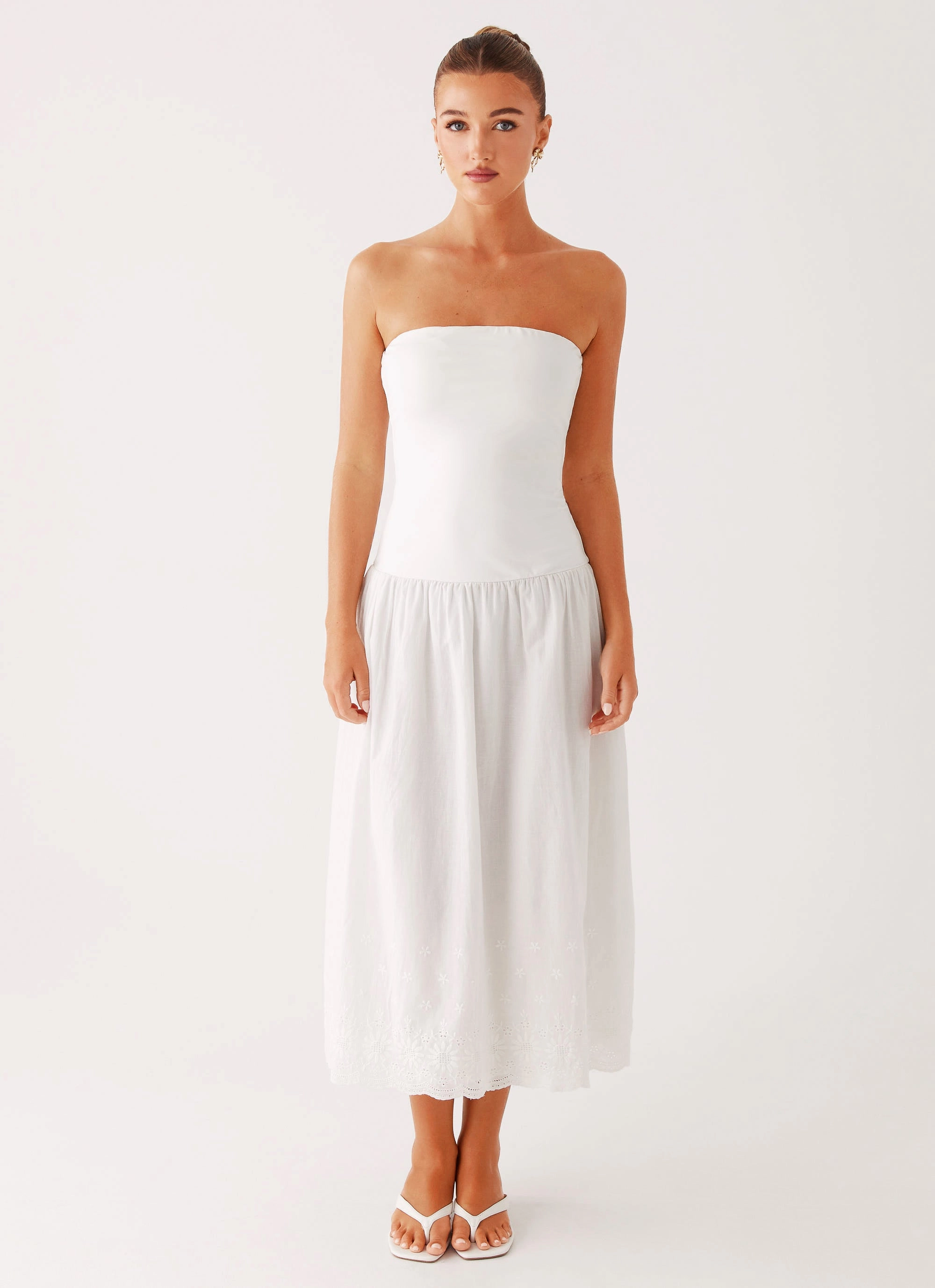 Cherry Skies Midi Dress - White Timeless Soft