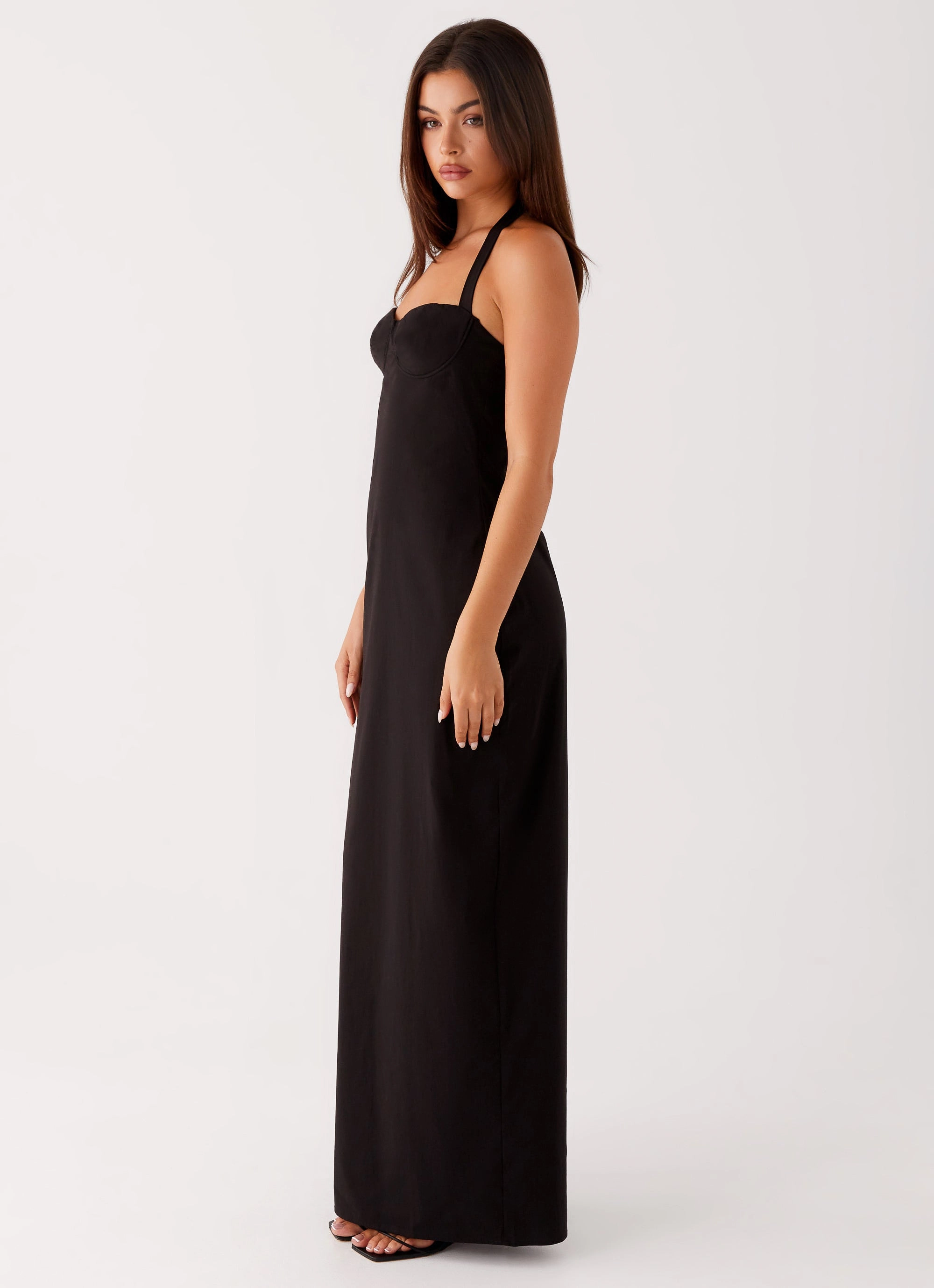 Airy Layer Lounge Outfit Cheryl Maxi Dress - Black
