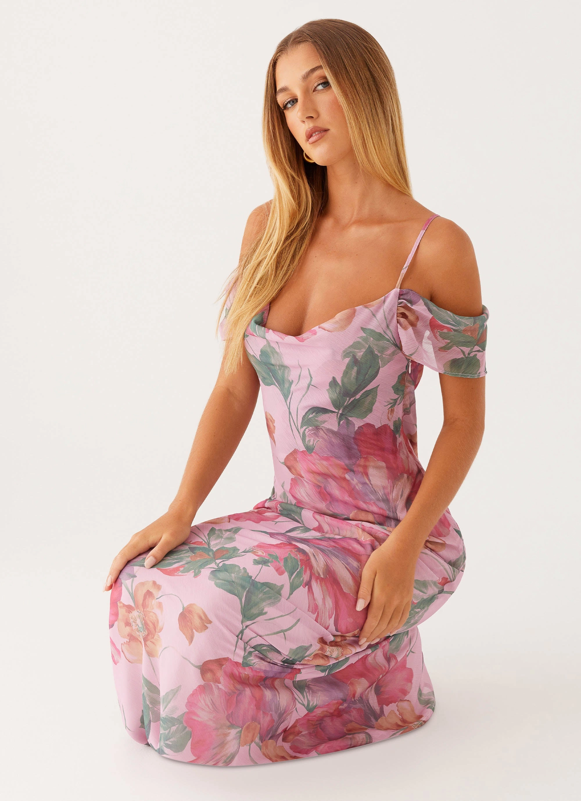 Seline Maxi Dress - Pink Floral Breathable