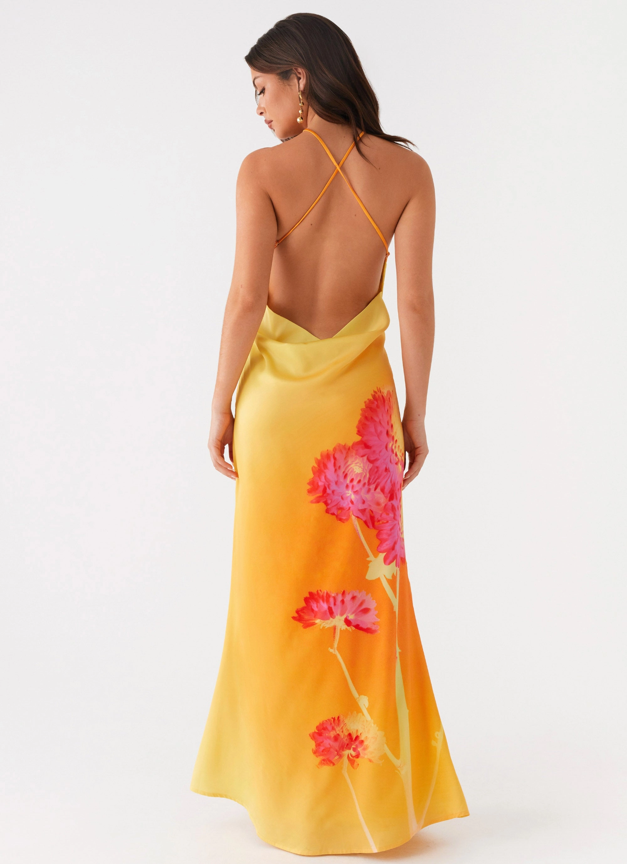 Quick Drying Chloe Maxi Dress - Orange Floral
