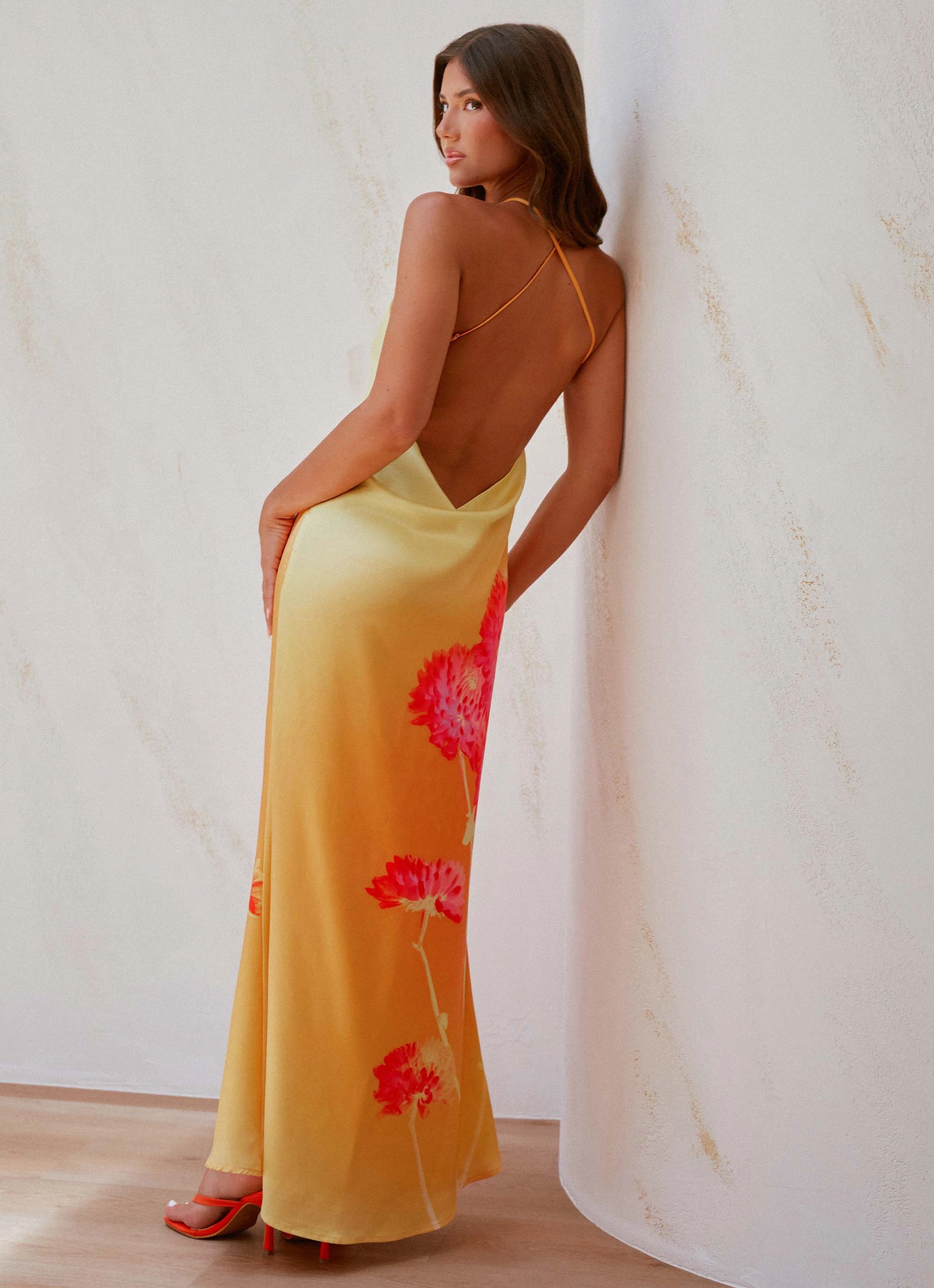 Chloe Maxi Dress - Orange Floral Semi Casual