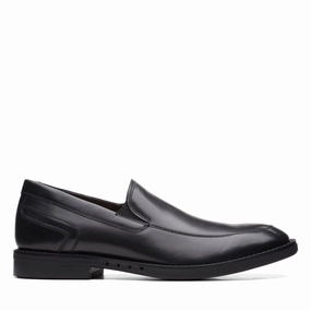 Clarks Un Hugh Step in Black Leather Loafer Style
