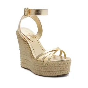 Alexandra Wedge Sandal In Gold Comfortable Insole