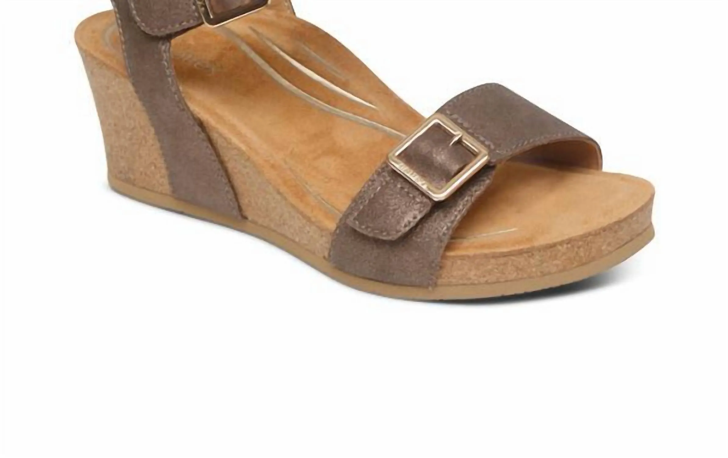 Women's Lexa Quarter Strap Wedge In Bronze Lightweight Outsole