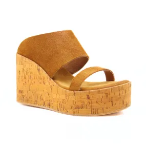 Women's Aurora Cork Wedge Sandals In Cognac Light sandals Simple Feel