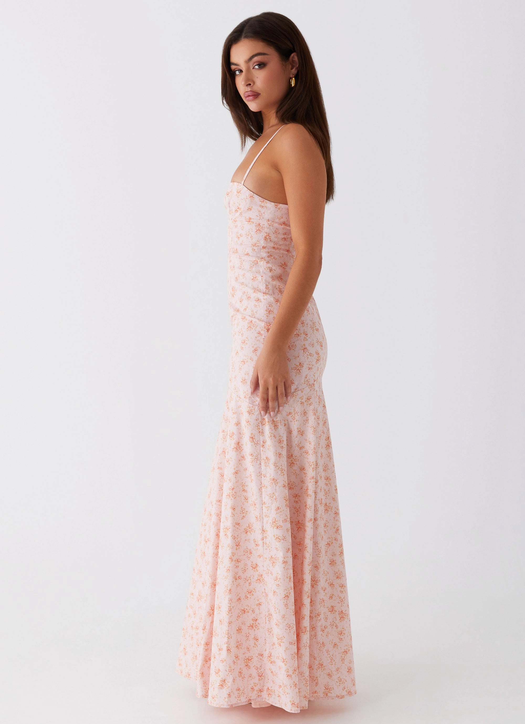 Britney Maxi Dress - Pink Ditsy Floral Polished Style Stylish Wear