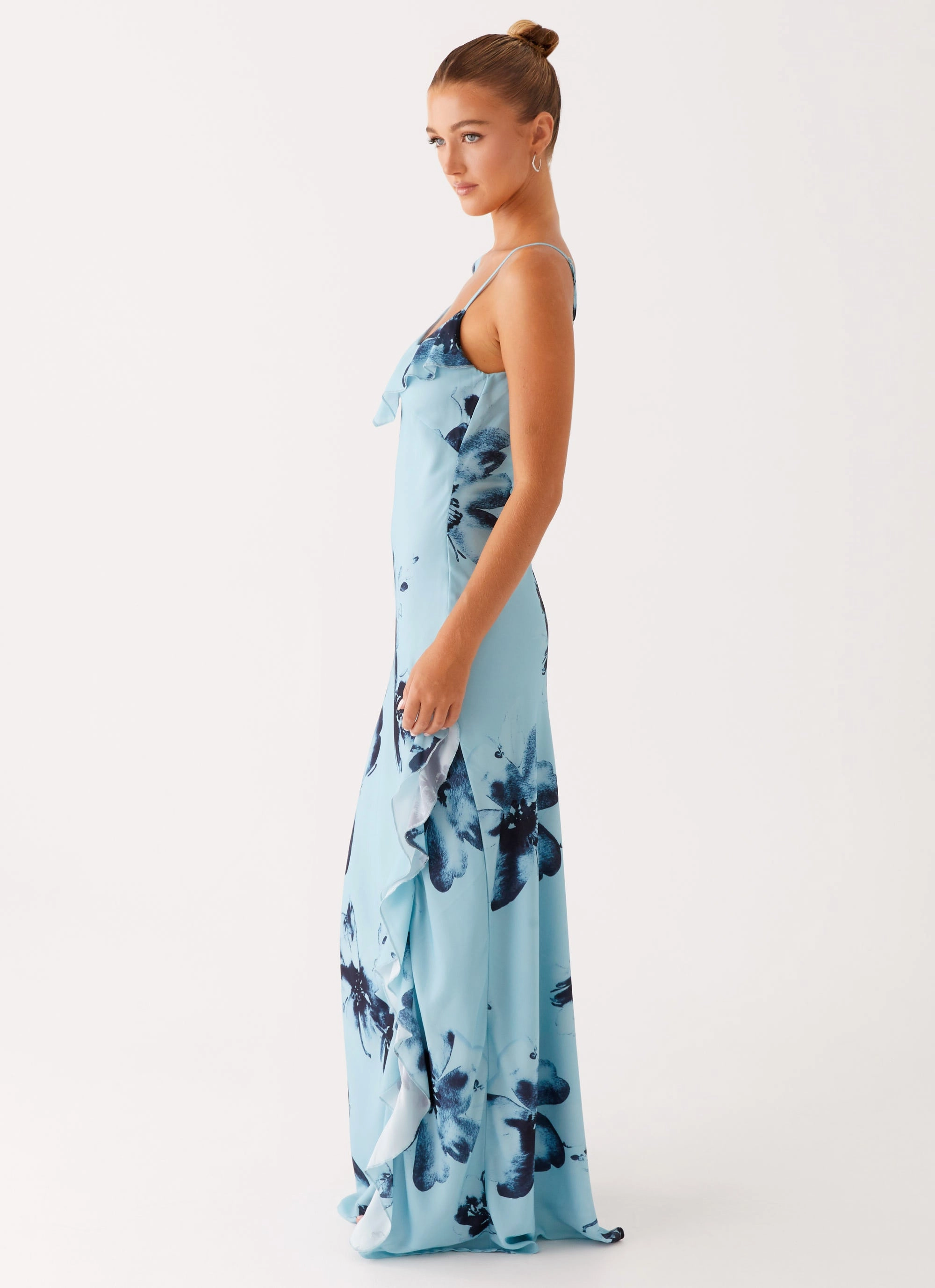 Easy Layering Piece Goldsmith Maxi Dress - Blue Black Floral
