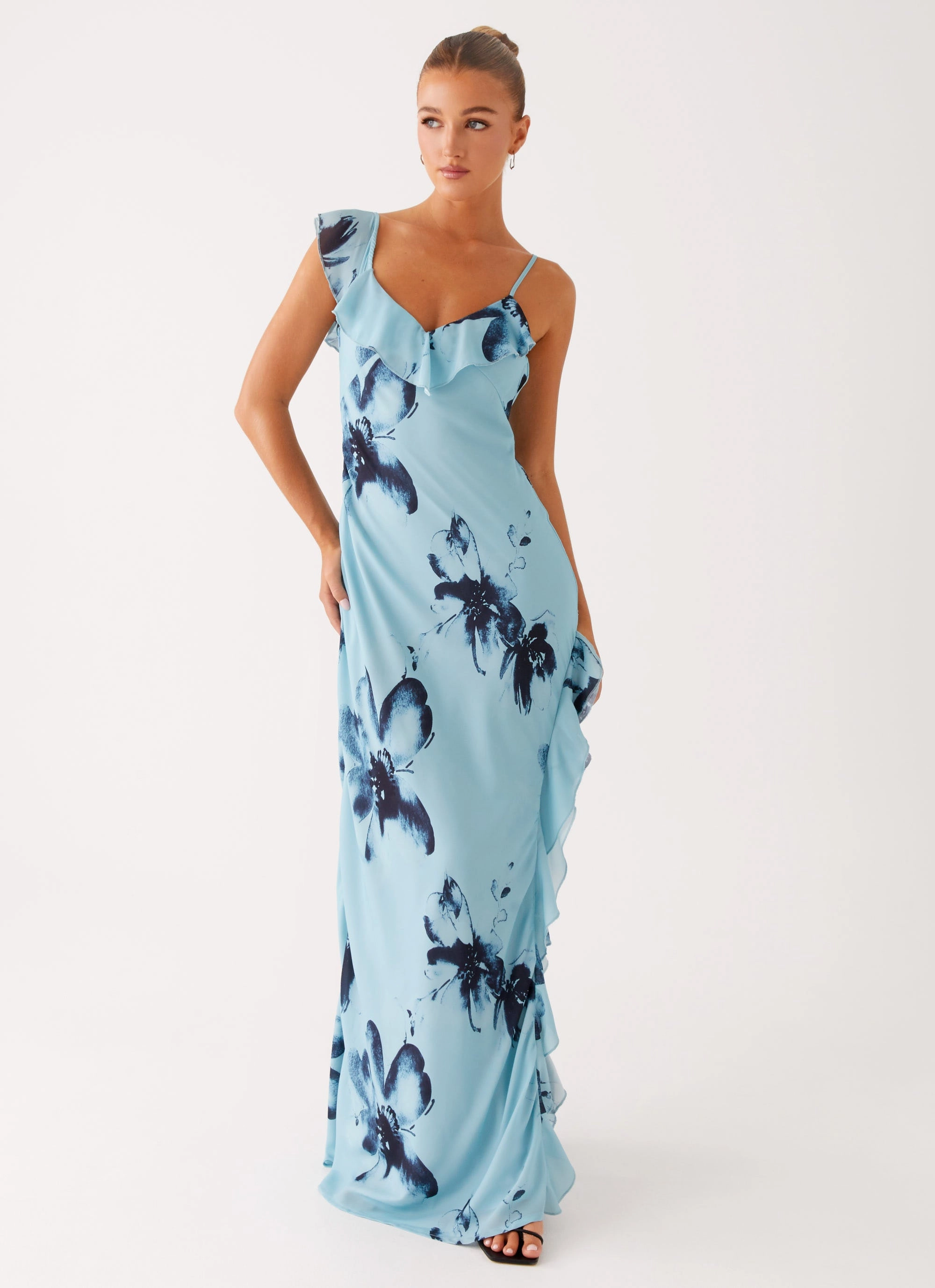 Goldsmith Maxi Dress - Blue Black Floral Light Silhouette