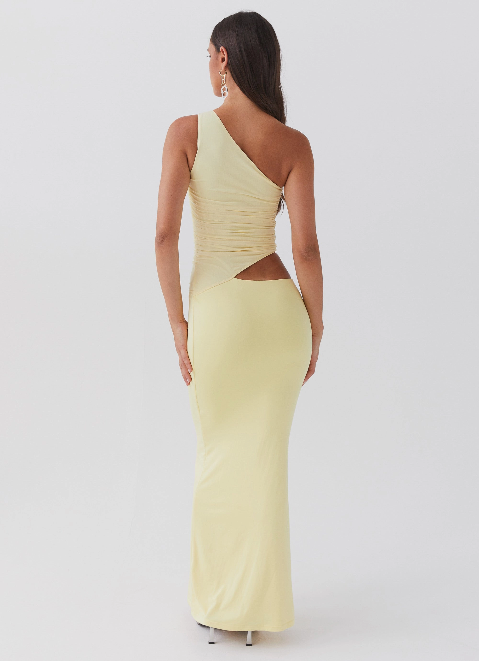 Bright Petal Seranella One Shoulder Maxi Dress - Lemon