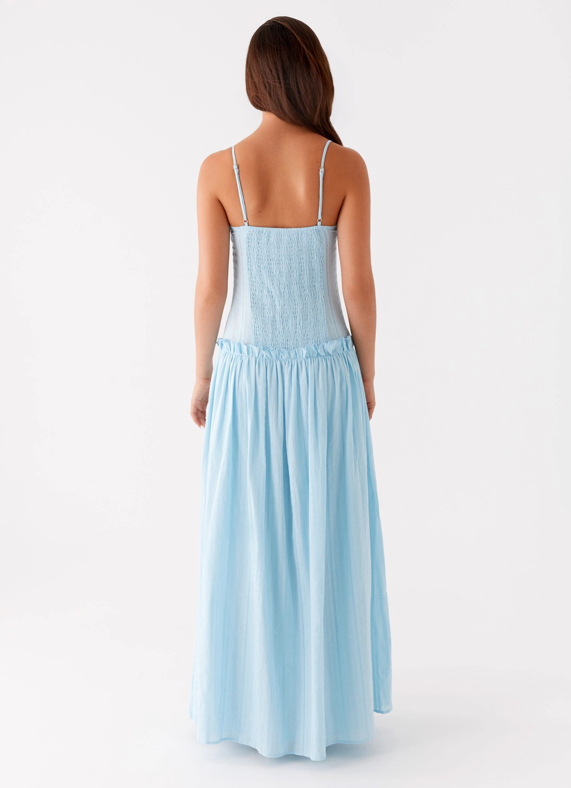 Jacinda Drop Waist Maxi Dress - Blue Clean Chic Special-Occasion
