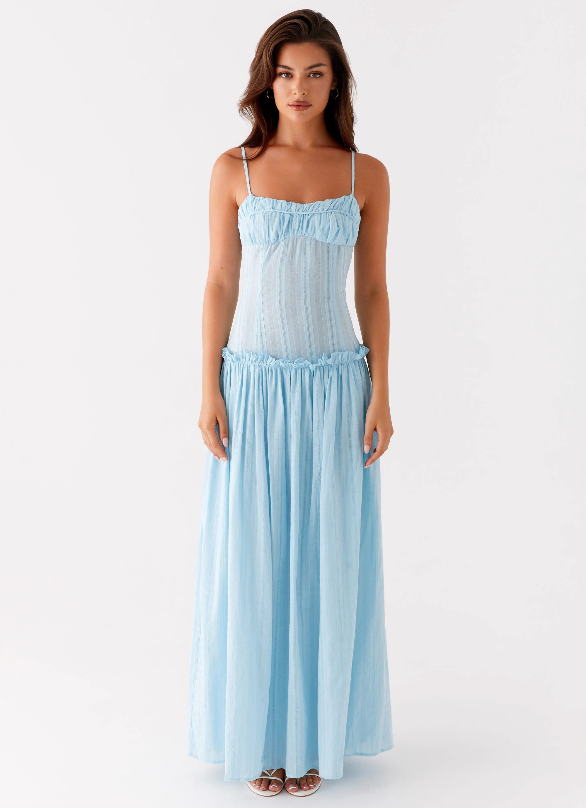 Light And Airy Jacinda Drop Waist Maxi Dress - Blue