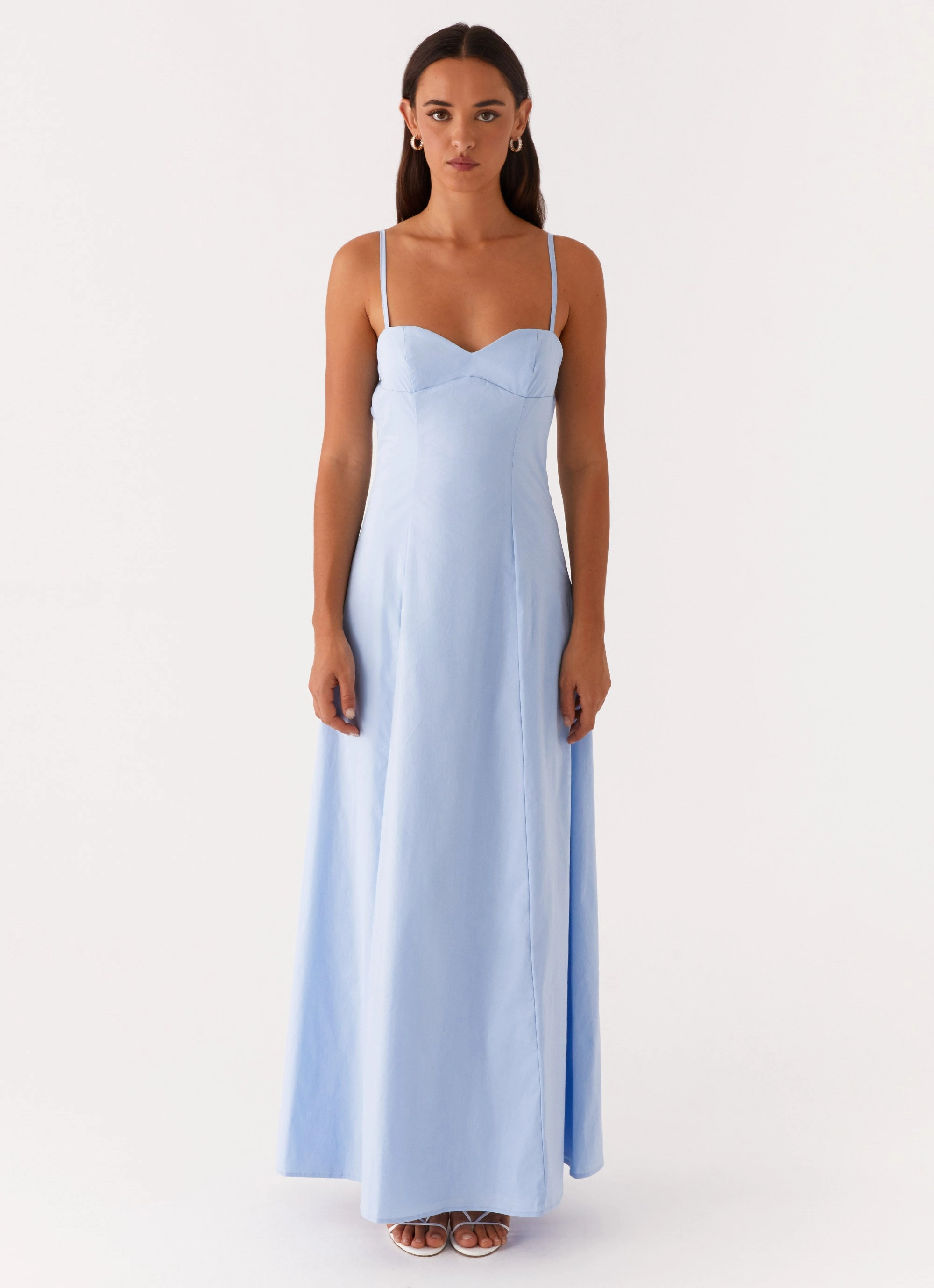 Clear As Day Maxi Dress - Blue High-Neck