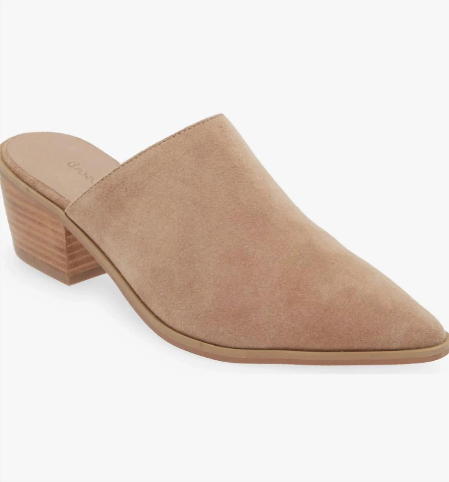 Simple Walk Shoes Compression Fit Women Cellia Pointed Toe Mule In Latte Suede