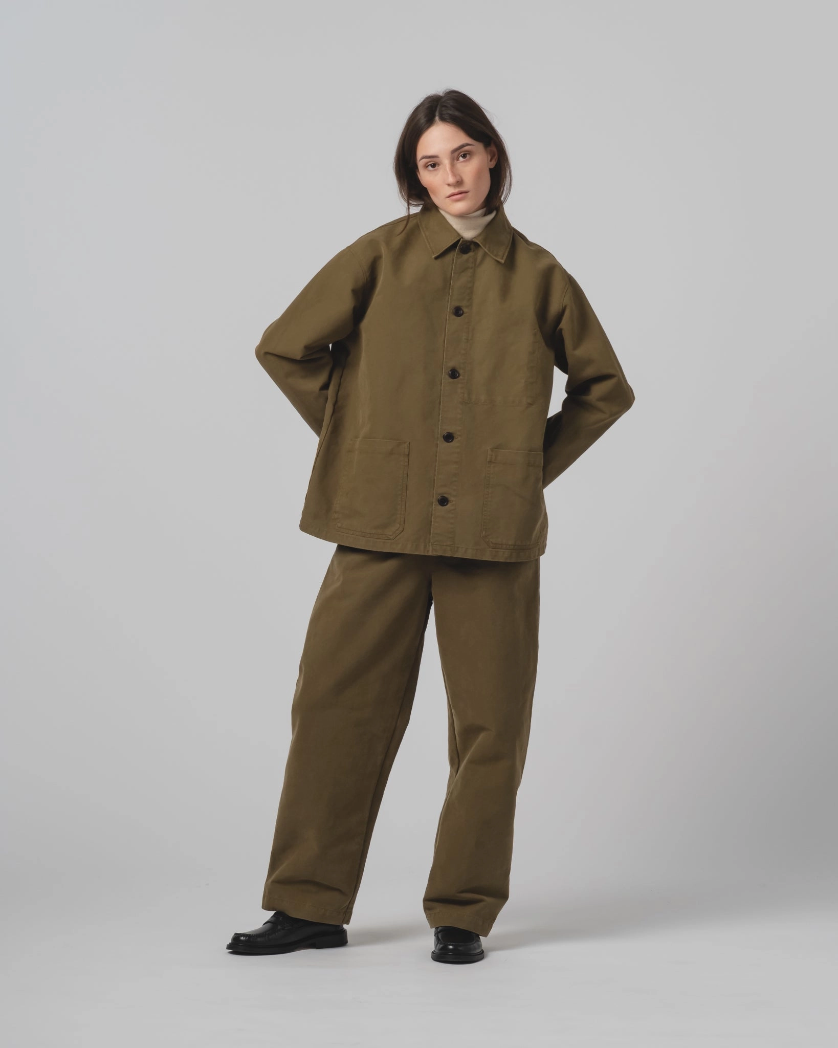 Coach Jacket Nebraska Cotton Fossil Green Slim Layer