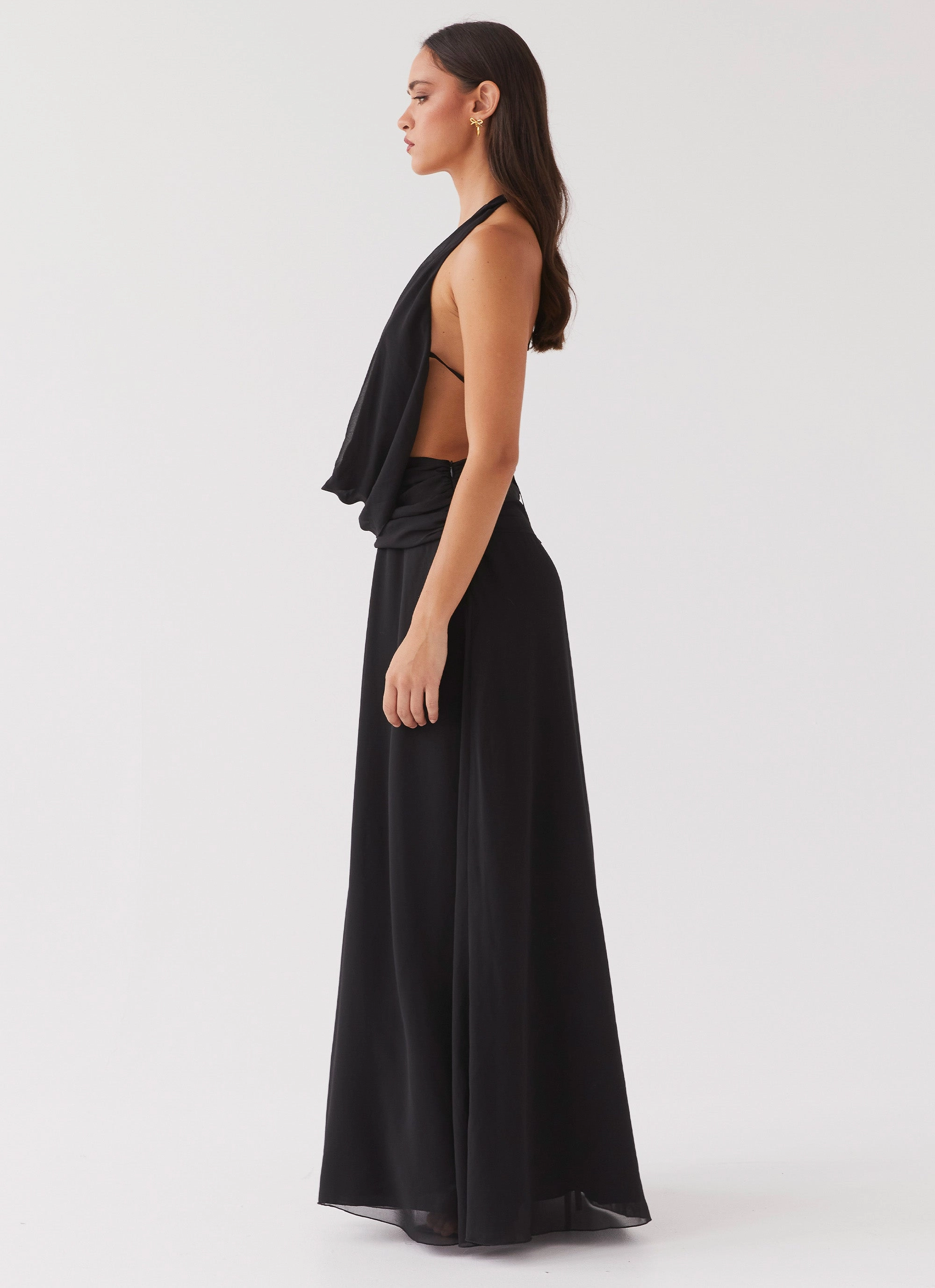 Elysia Chiffon Maxi Dress - Black Fresh Look