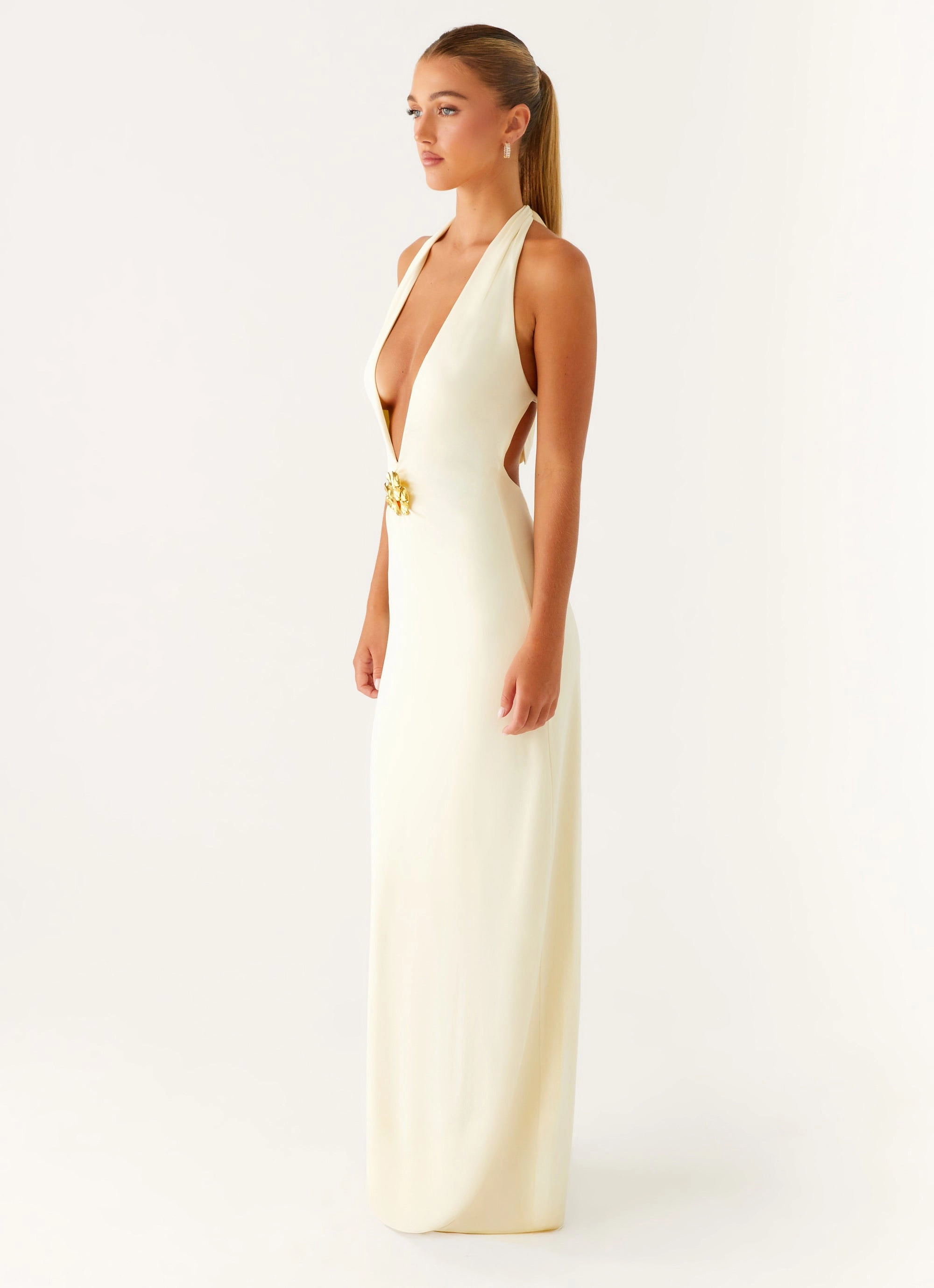Curve-Enhancing Linen Soft Spirit Maxi Dress - Yellow