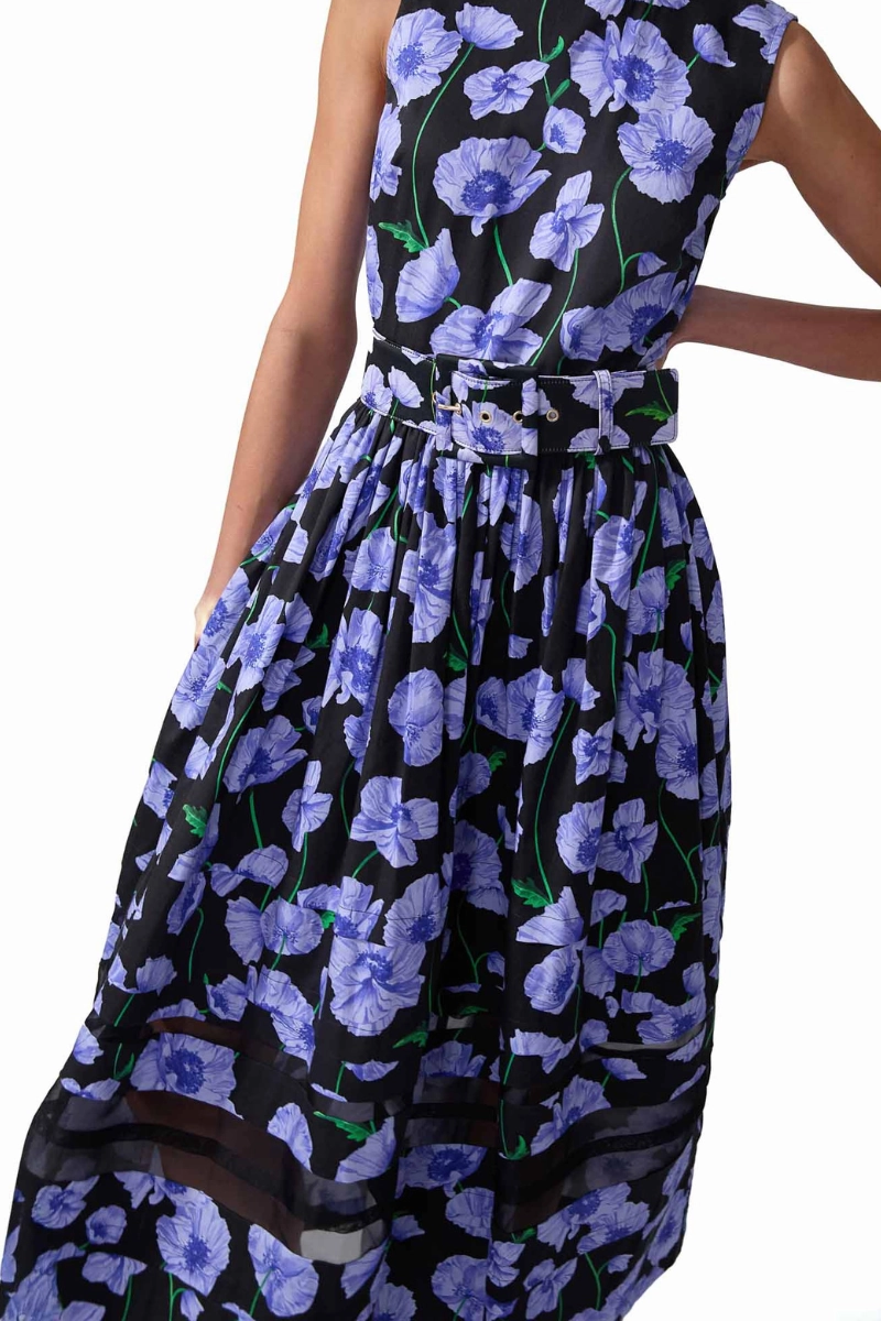 Floral Print Midi Dress Zip Ease