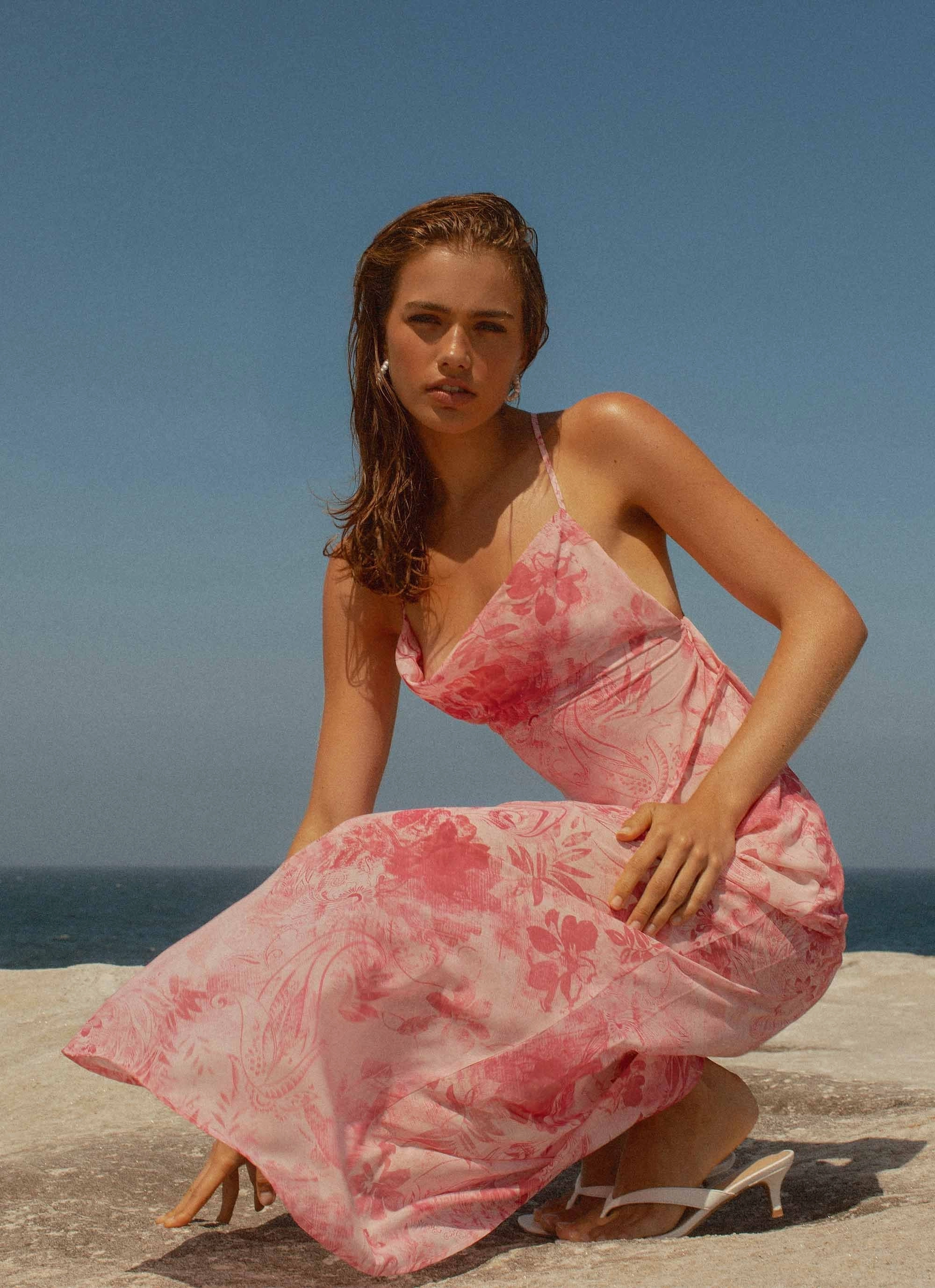 Sophisticated Vibe Tara Maxi Dress - Pink Print