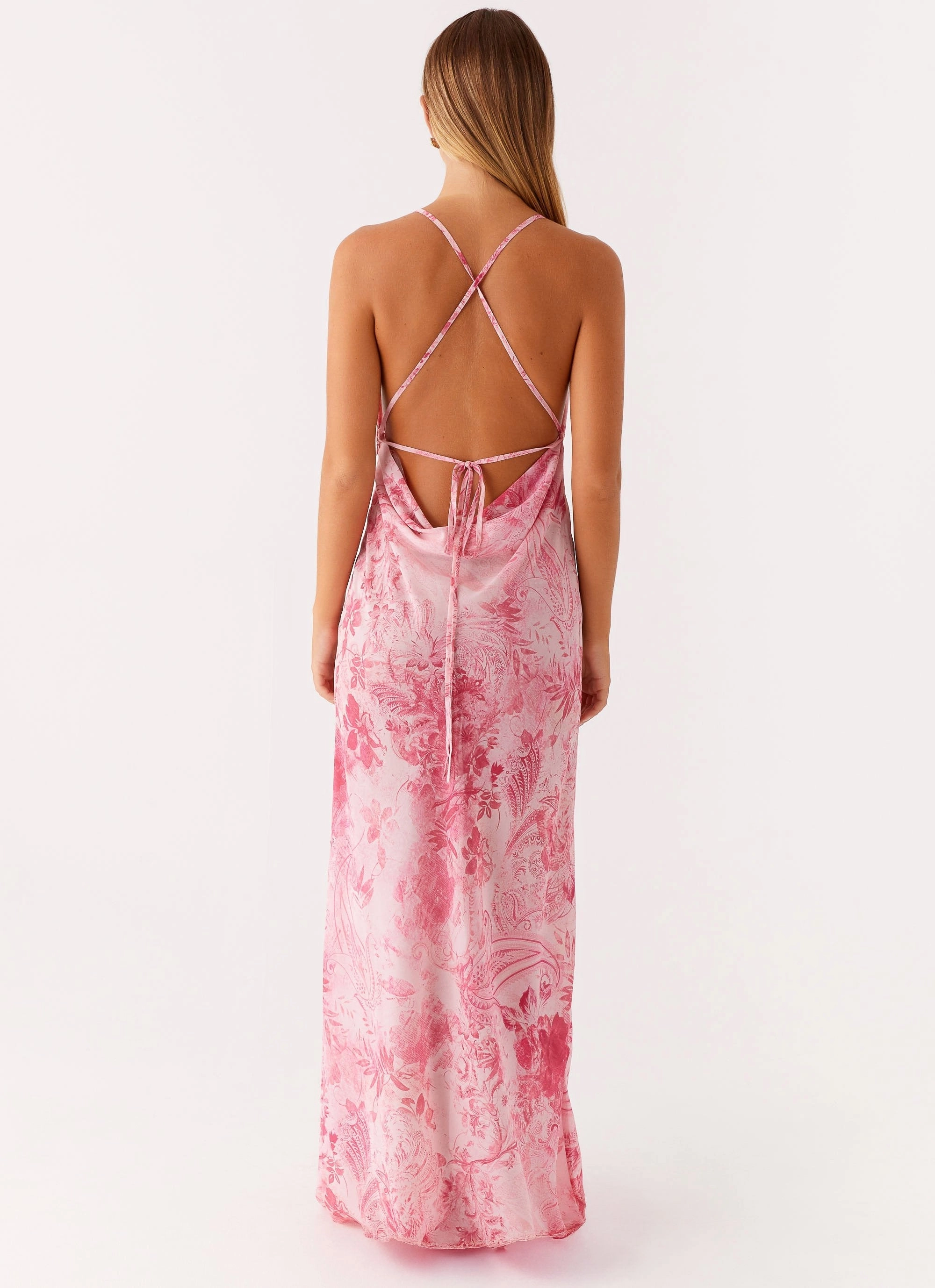Tara Maxi Dress - Pink Print Texture Edge