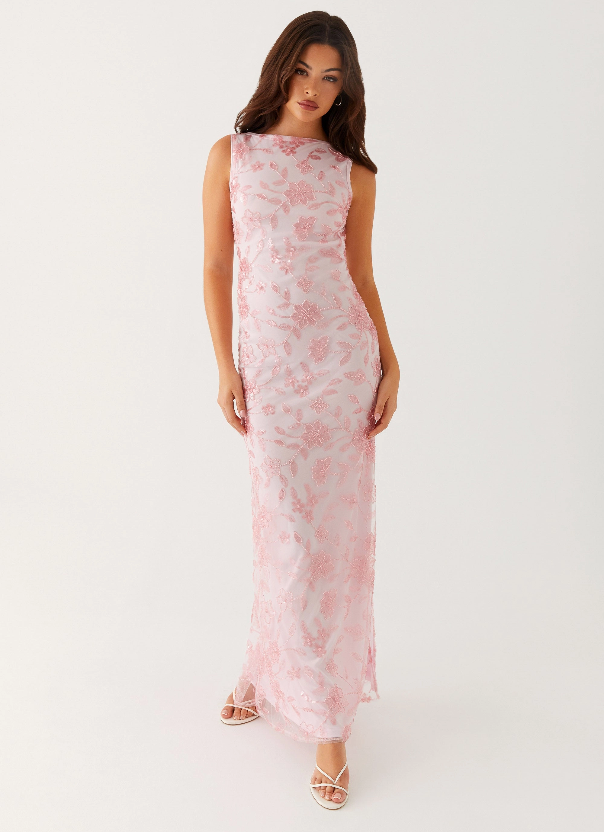 Moorey High Neck Maxi Dress - Pink One-Shoulder Effortless Tailoring