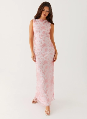 Moorey High Neck Maxi Dress - Pink One-Shoulder Effortless Tailoring