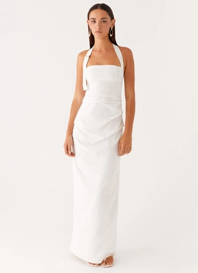 Rumour Has it Maxi Dress - White Luxe Fit Functional Style