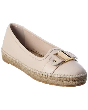 Effortless Comfort Ferragamo Logo Leather Espadrille