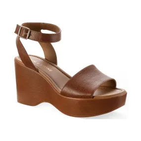 Modern Steps Audreey Womens Faux Leather Ankle Strap Wedge Sandals