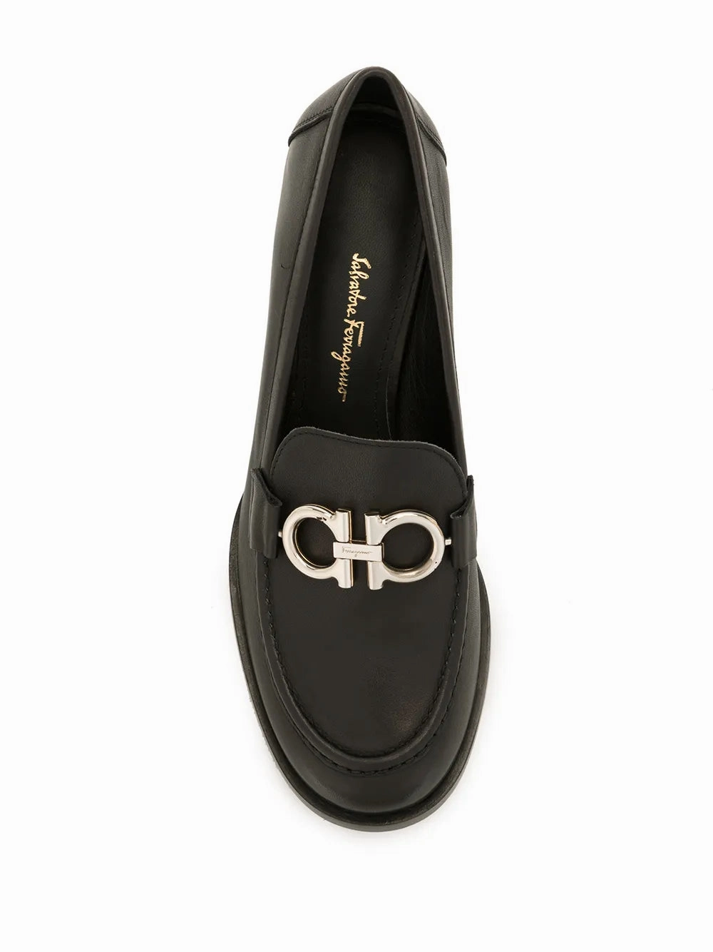 Anti Slip Outsole Ferragamo Gancini Buckle Chunky Heel Loafers