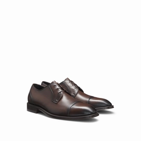 Mesh Breath Fine Edge Cap-toe Derby shoes in leather