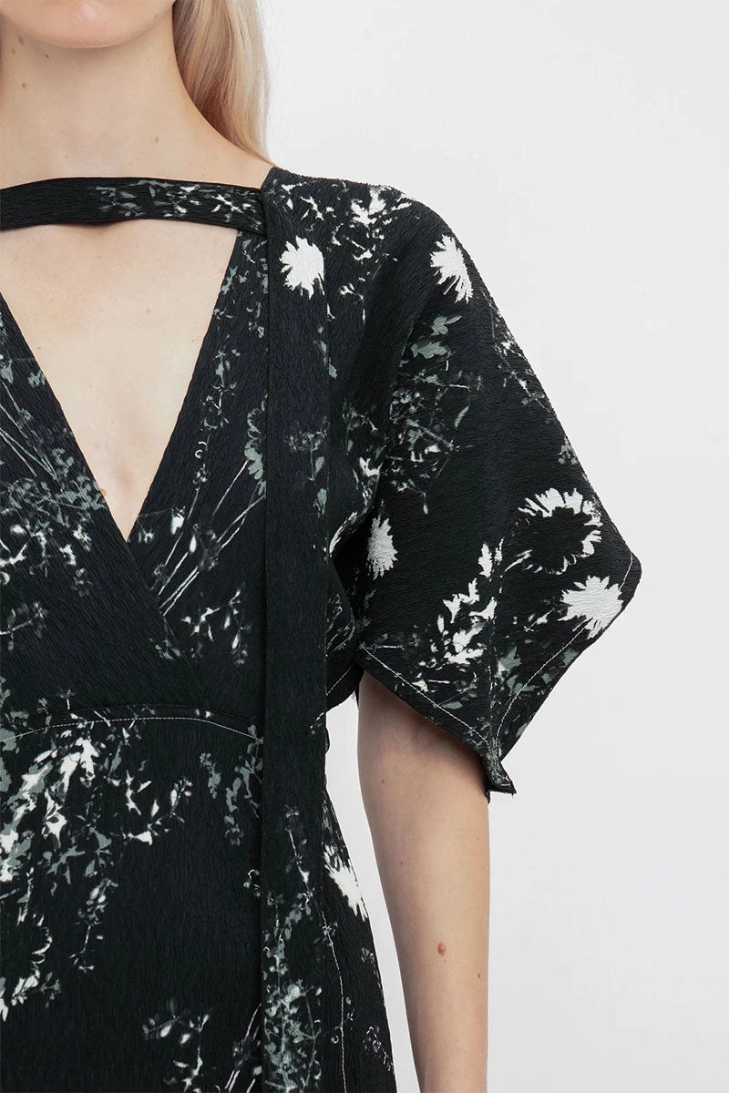 Kimono Sleeve Printed Dress Fitted Mood