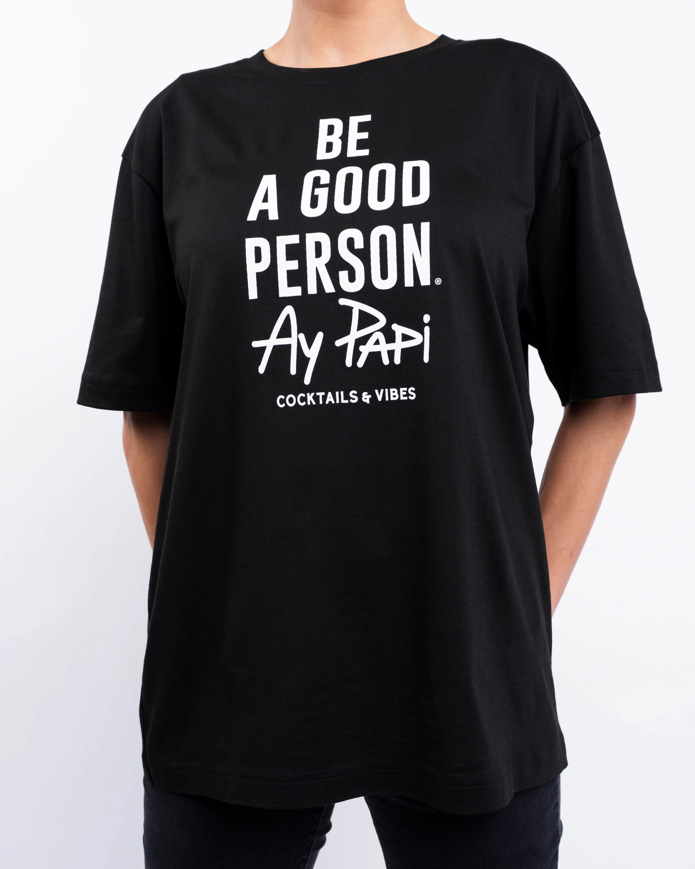 Urban Style BE A GOOD PERSON X AY PAPI T-Shirt - Black