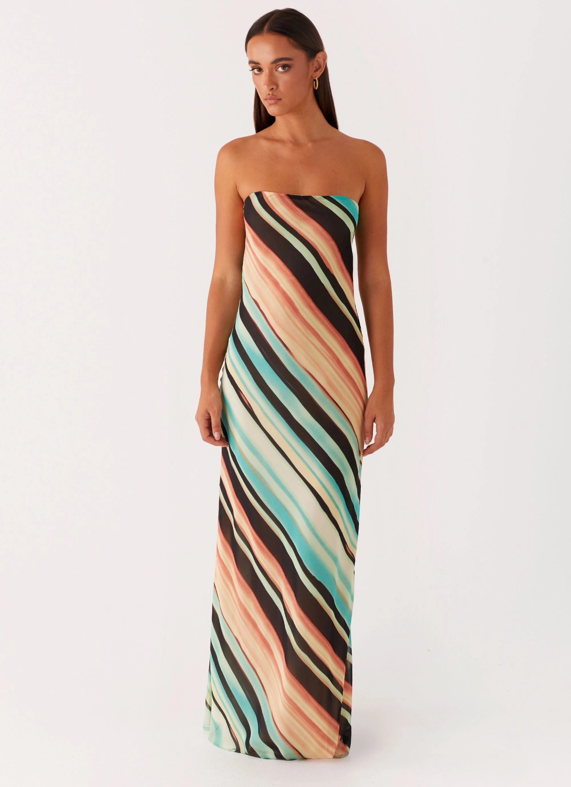 Como Maxi Dress - Stripe Smooth Line Soft and Chic