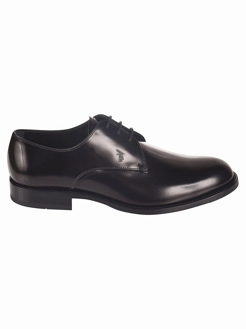 Private Office Black Tie Polished Leather Lace-Up Francesina Shoes