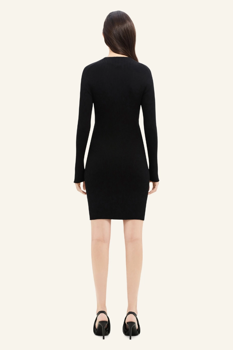 Daytime Mood Contrast Frame Rib Knit Mini Dress