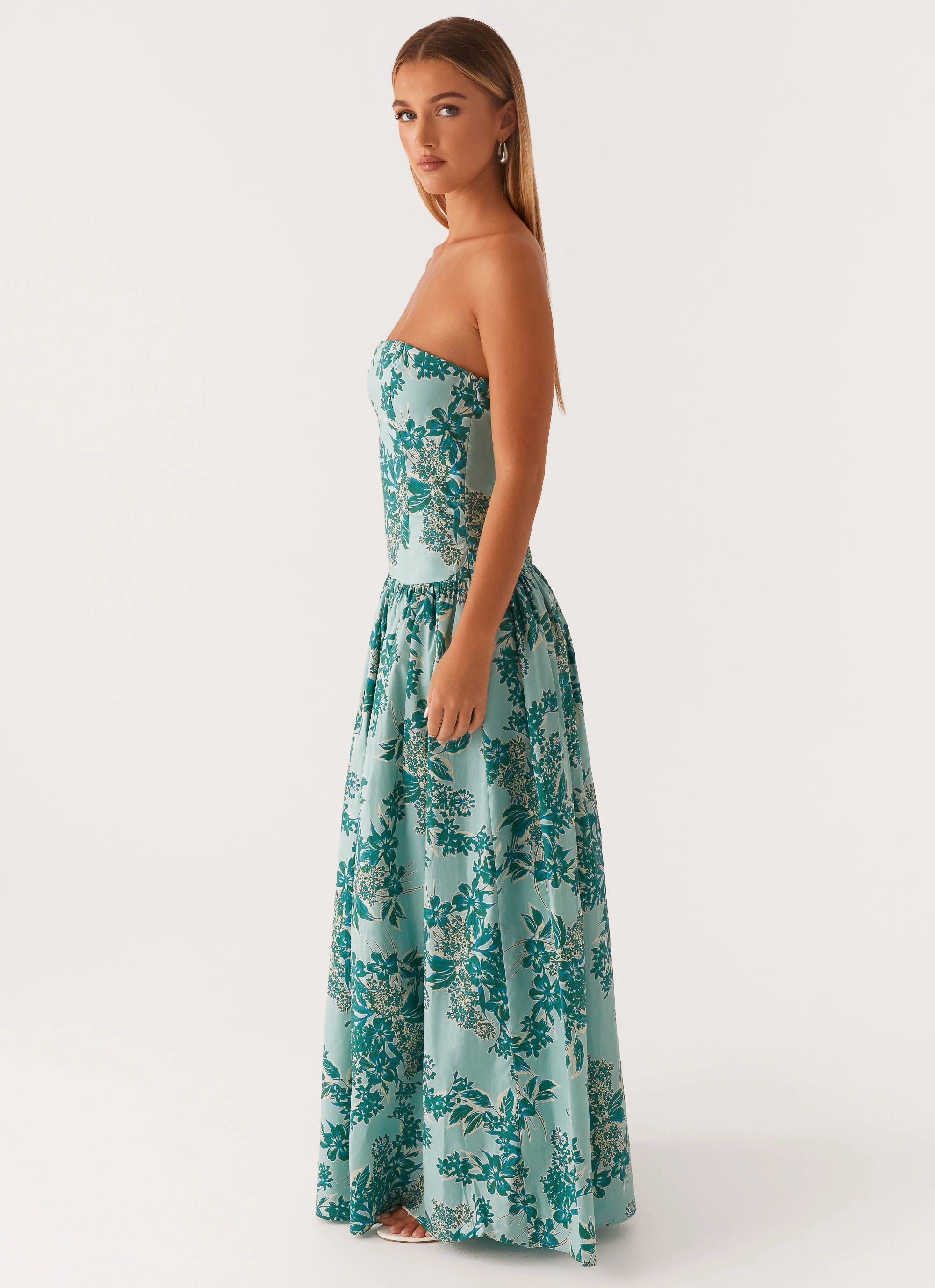 Sophisticated Waist Fit Andorra Maxi Dress - Cloud Nine Floral