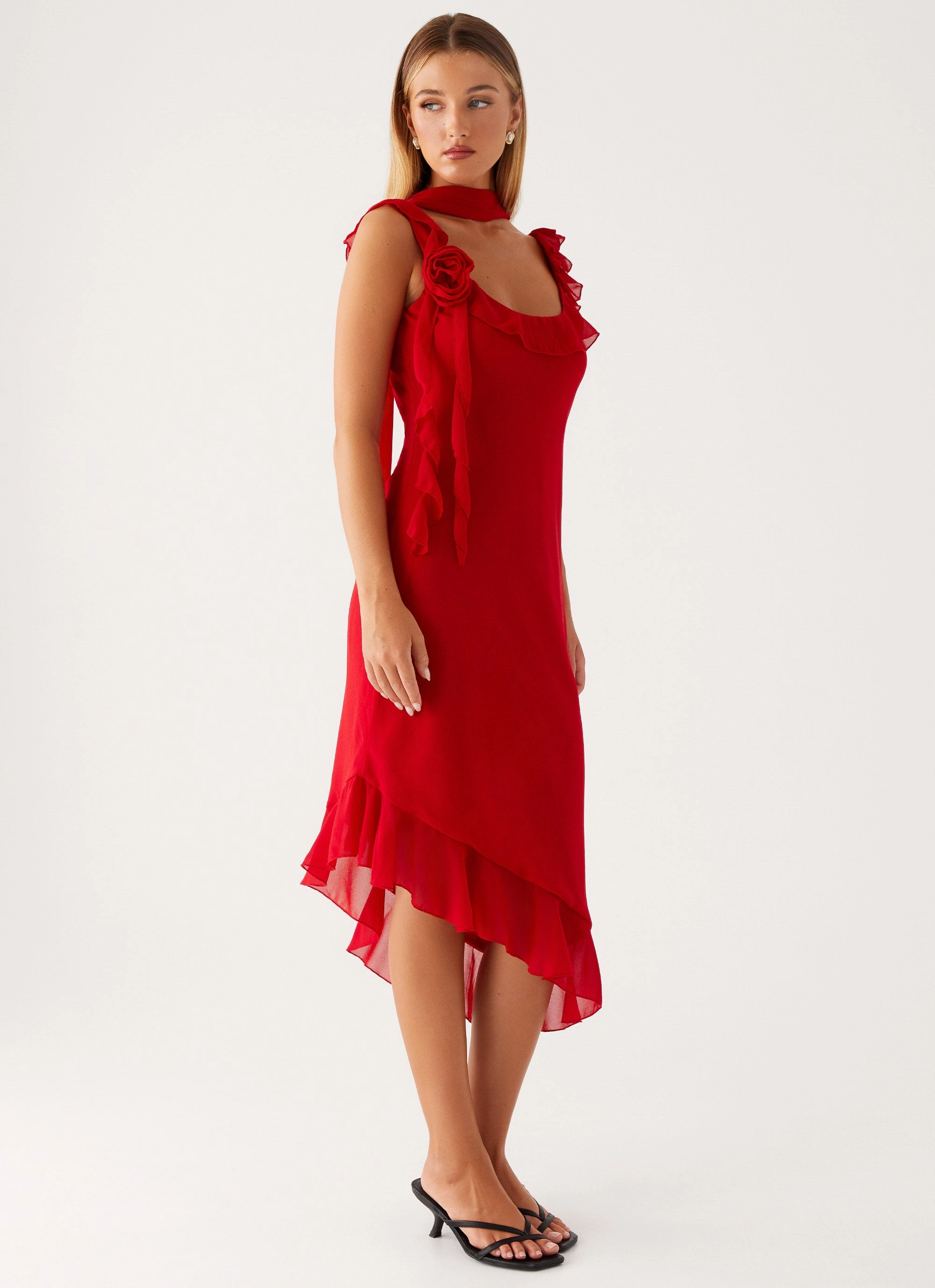 Fariday Midi Dress - Red Comfy and Cozy