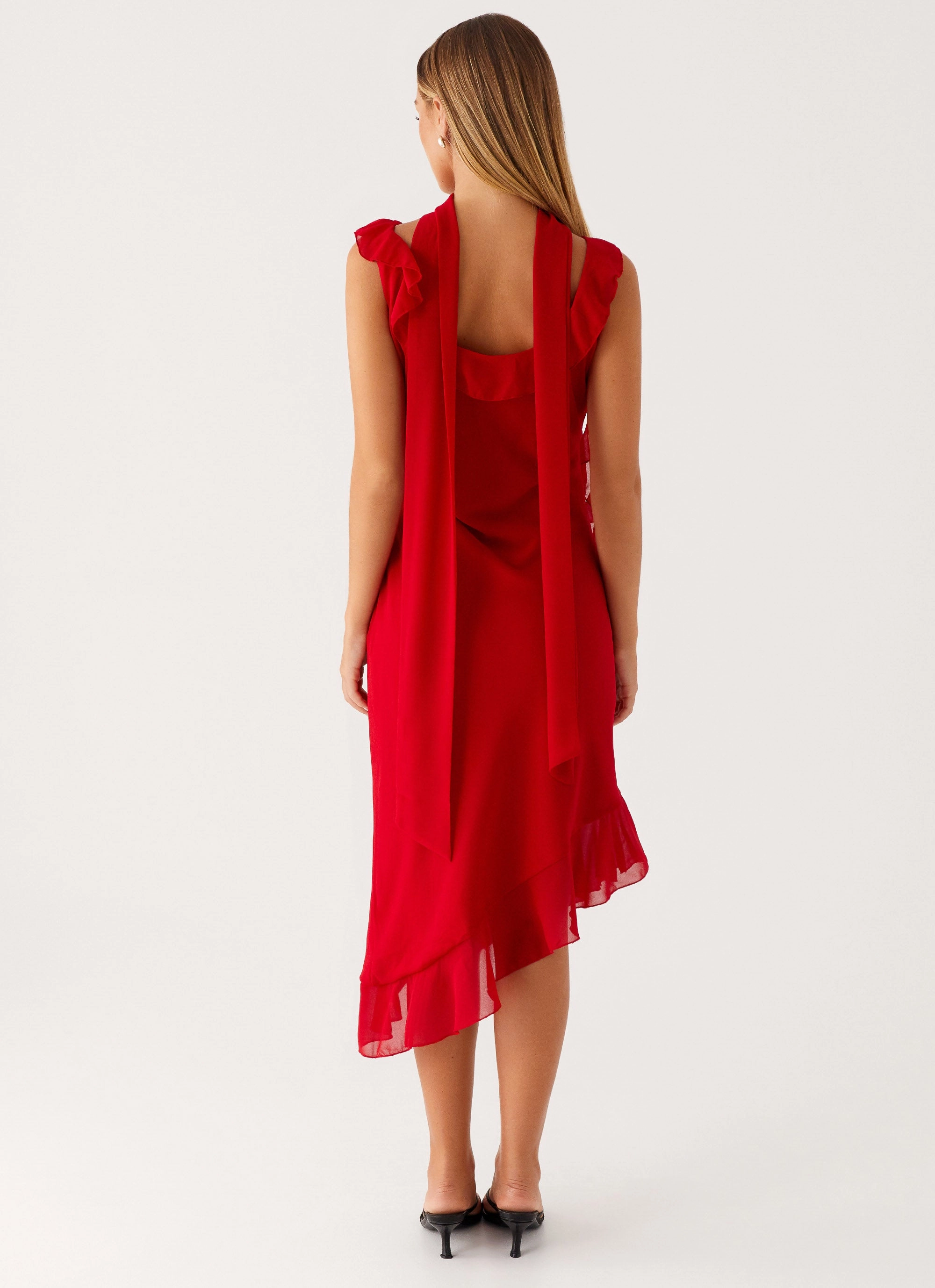 Fariday Midi Dress - Red Festive Wear Organic-Fabric