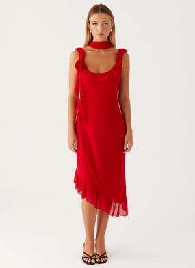 Fariday Midi Dress - Red Casual Fit