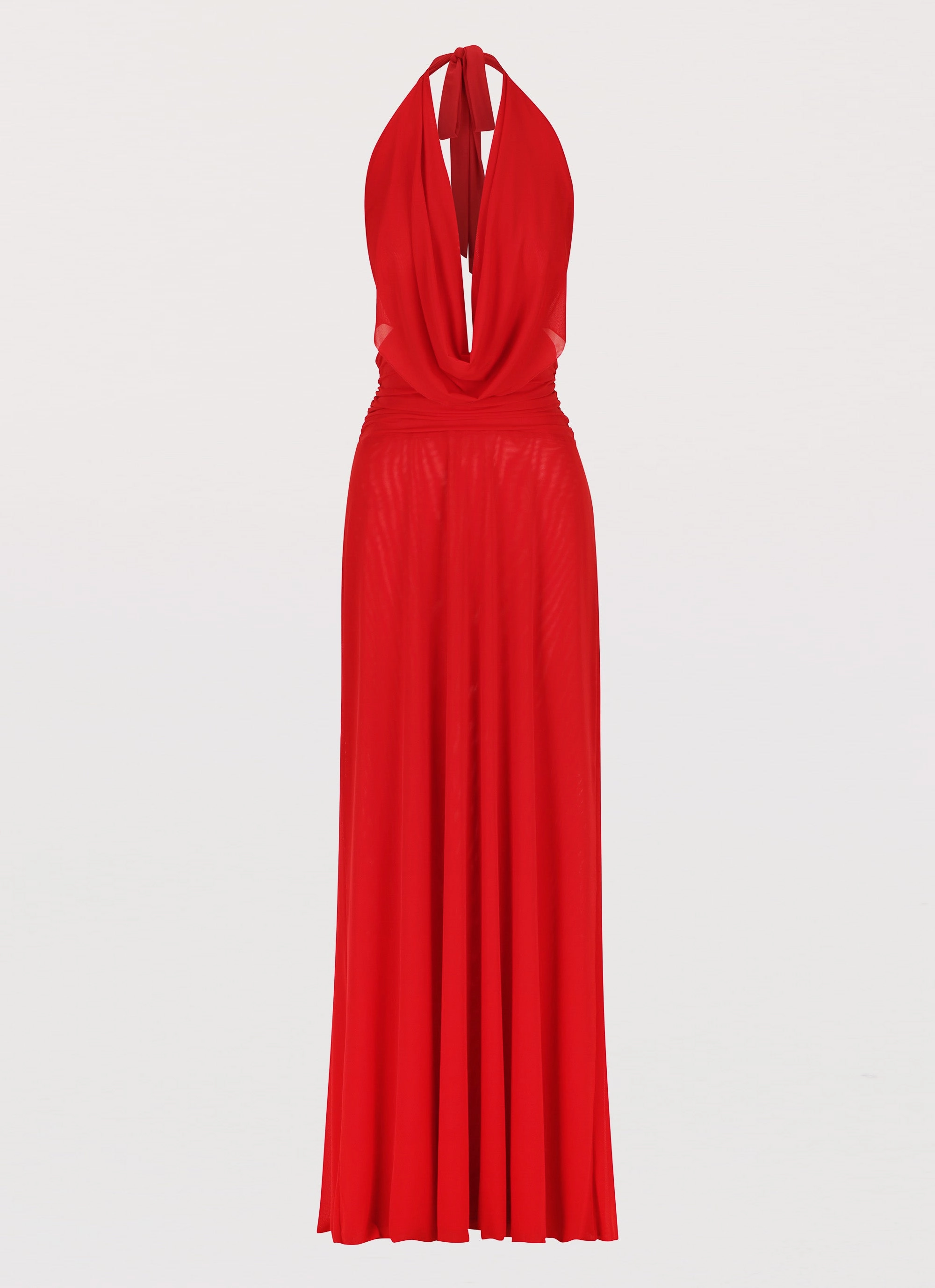 Elysia Mesh Maxi Dress - Cherry Red Match Quick