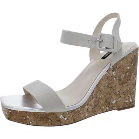 Courts 7 Womens Canvas Square Toe Wedge Sandals Stylish Beach Footwear