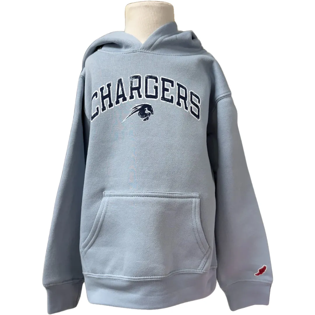 Street Minimal Travel Companion Youth hoodie, sky blue, navy Chargers
