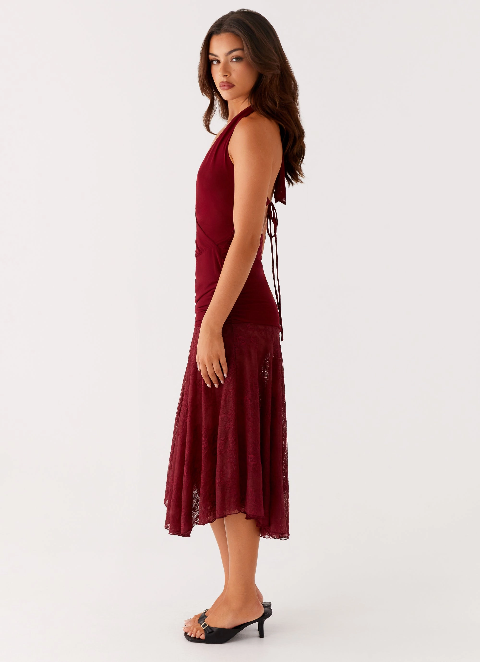 Burnout Midi Dress - Maroon Comfortable fit for outings Chic Casual Wear