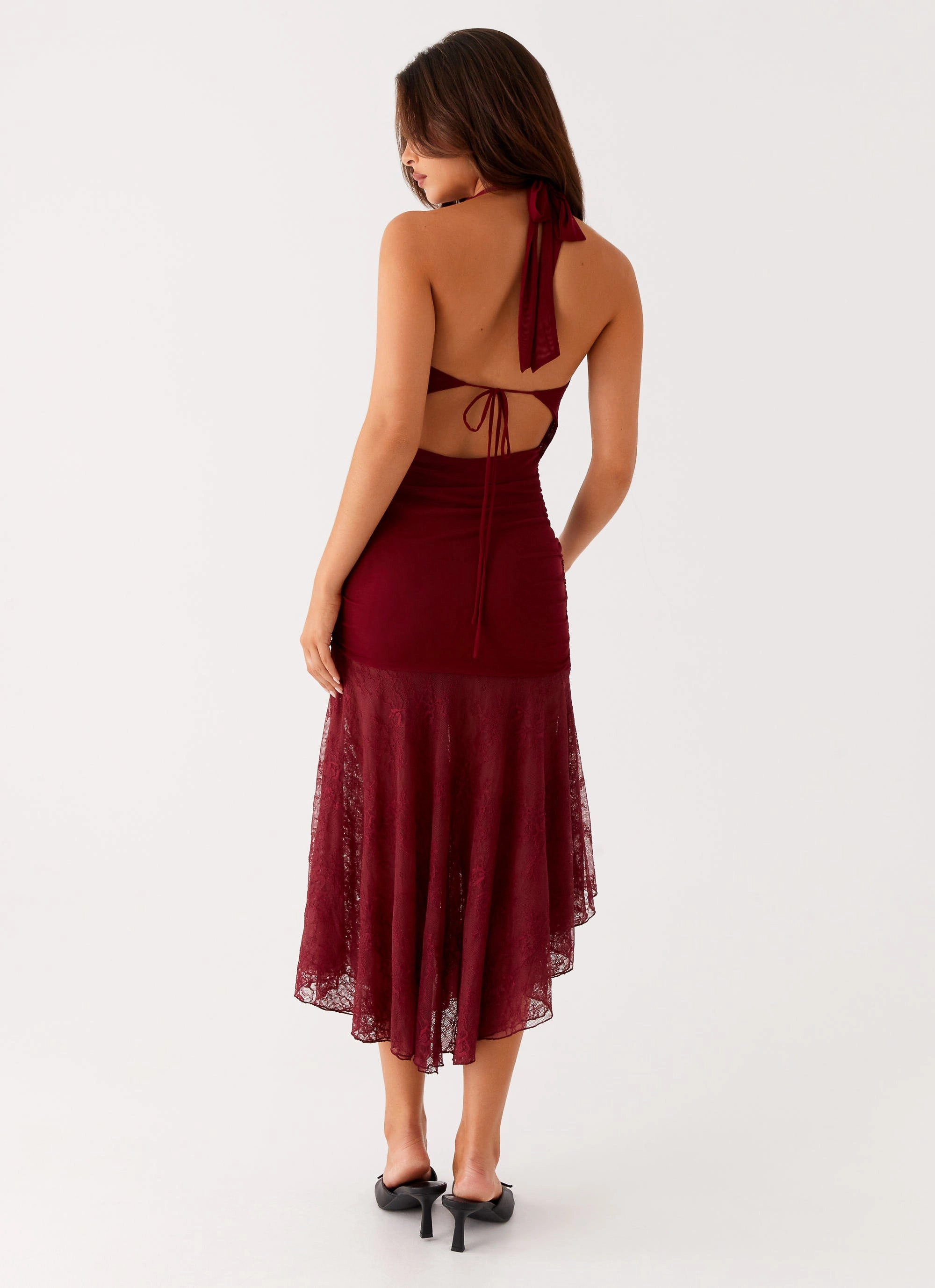 Tailored Piece Burnout Midi Dress - Maroon