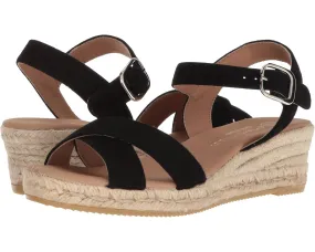 Women's Ashley Espadrille Wedge Sandals In Black Comfort Path Step Ready