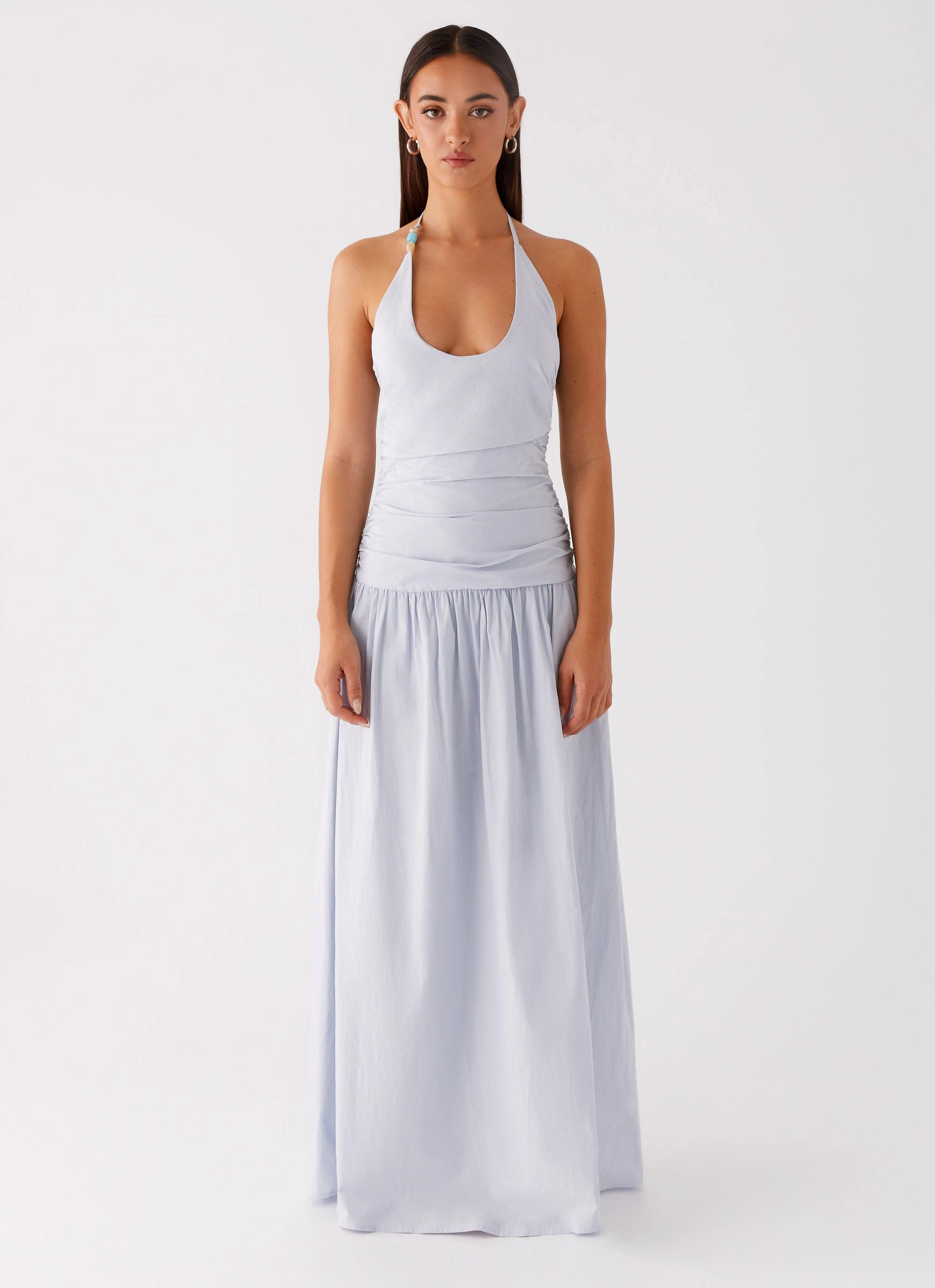 Feminine Mood Cristina Halter Maxi Dress - Cornflower Blue